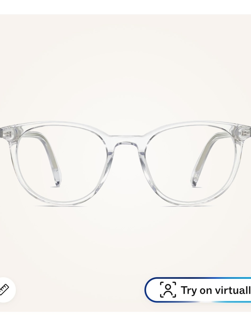 Warby parker Durand glasses in crystal.